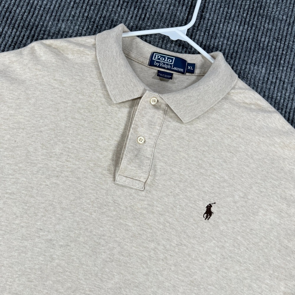 Polo Ralph Lauren Shirt Mens XL Extra Large Beige Long Sleeve Casual Golf